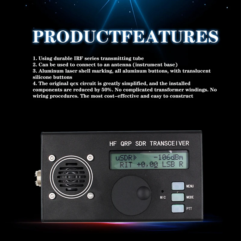 USDX USDR HF QRP SDR трансивер SSB/приемопередатчик непрерывного действия 8-Band 5W DSP с черным