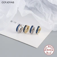 ccfjoyas 100 real 925 sterling silver dark blue zircon hoop earrings for women ins gold silver color piercing huggie earrings