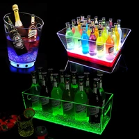 rechargeable transparent colorful led light ice storage bucket beer win bucket bar ice bucket container champagne can