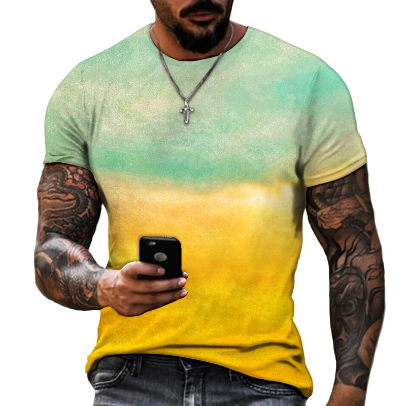 

Men's Short Sleeve Spring Summer Short Sleeve T-shirt Color Matching Trend Good Quality Tees Size S-5XL
