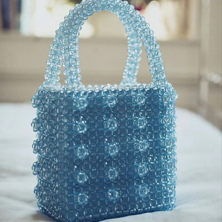 

Handmade Bead Bag Long Chain Hand-Woven Celebrity Handbags Unique Design Ladies Party Bag Top-handle Phone Purses and Handbags
