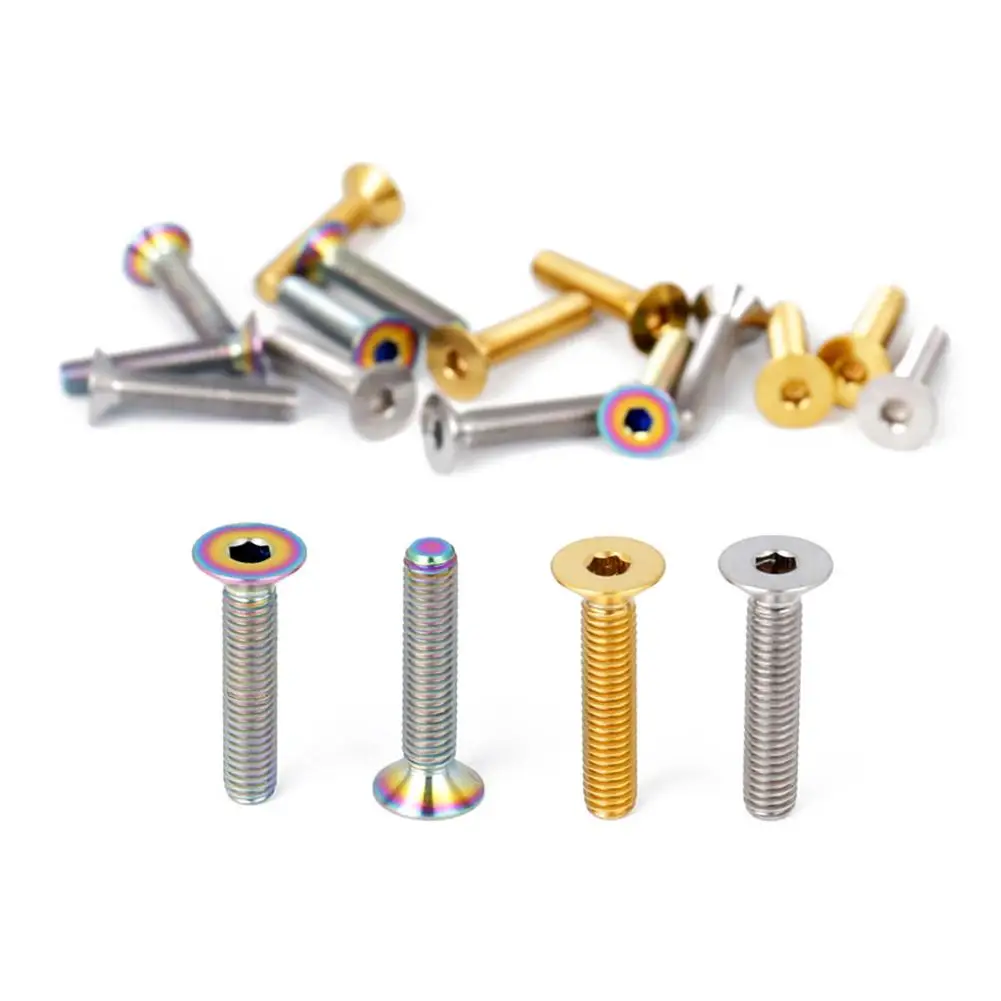

M6 x 10/15/20/25/30/35 Countersunk Head Titanium Alloy Screw TC4/GR5 Headset Stem Top Fixing Screws Bicycle Parts