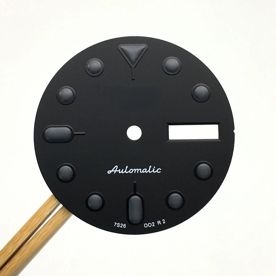 S  28.5mm Watch Dial Modified Dial Double Calendar Literally, Adapted To NH36A Calibre SKX007 Double Calendar Black
