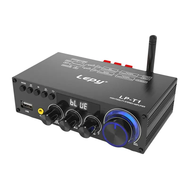 Фото Усилитель мощности Lepy LP-T1 30Wx2+60W 2.1-канальный, с супербасом, Bluetooth 5.1, коаксиальным входом, USB, пультом ДУ, вилка стандарта США №1