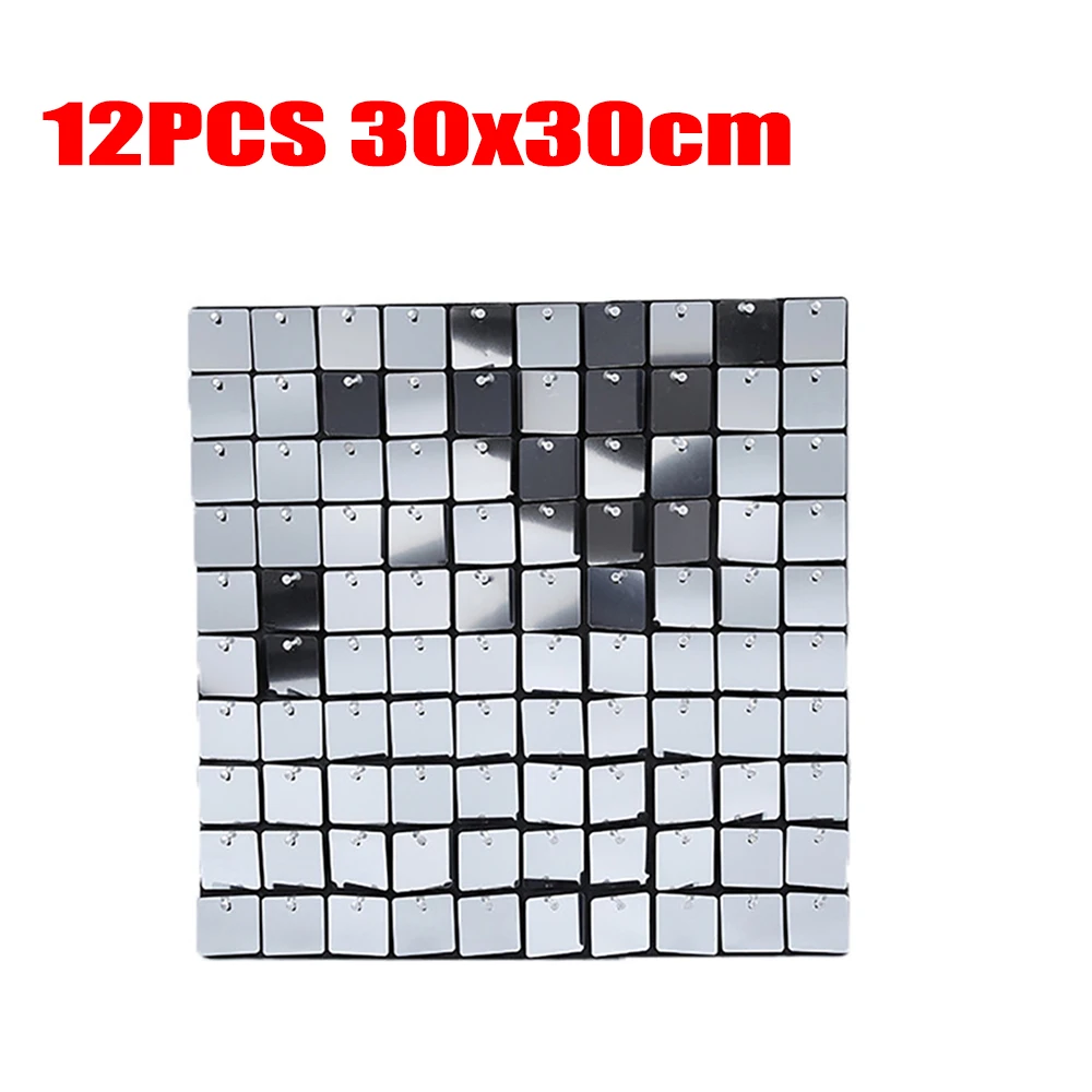 

12PCS 30x30cm Sequin Backdrop Panels for Wedding Party Baby Shower Background Wall Decor Shimmer Laser Backdrop Curtain