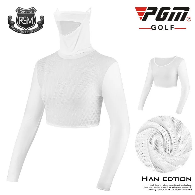 

Одежда для гольфа PGM, Женская Солнцезащитная футболка из вискозы с длинными рукавами, женская рубашка, Быстросохнущий тонкий укороченный топ, спортивная одежда с защитой от УФ-лучей