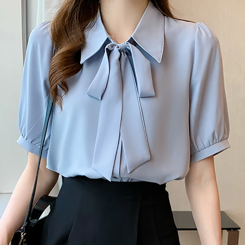 

Blouses Et Chemises Women Blouse Summer Ladies Tops Short Sleeve Chiffon Elegant Shirt Womens Clothing Blusas Mujer De Moda 2023