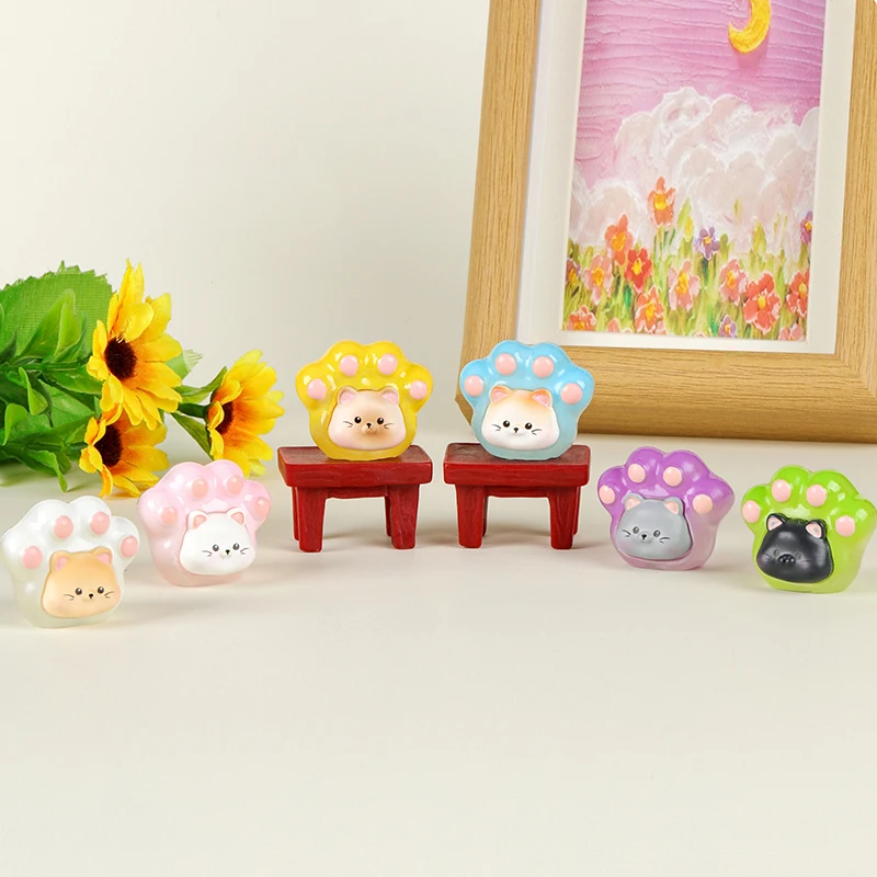 Милая Мини светящаяся кошачья лапа украшения мультяшный котенок микро