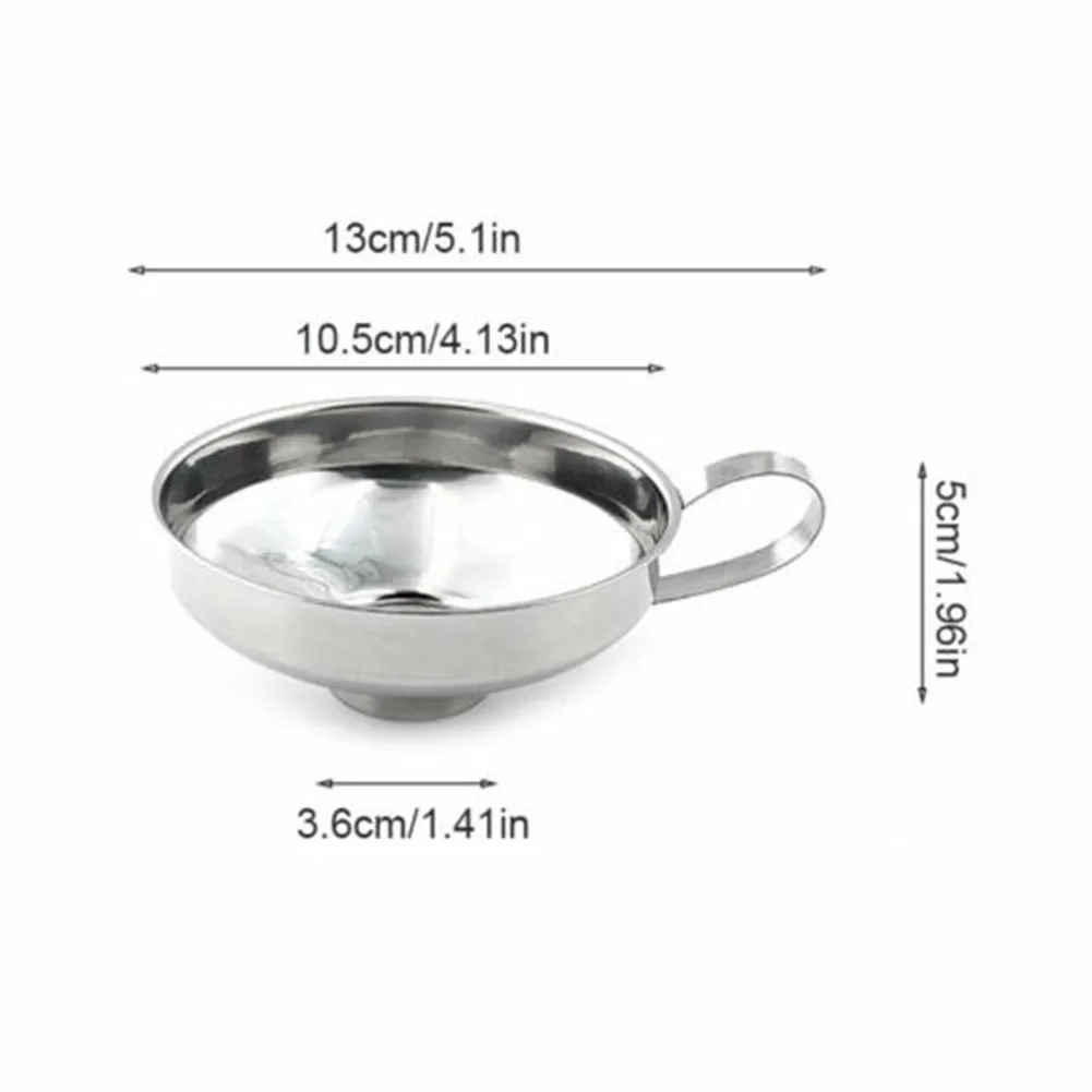 

Kitchen Funnel Oil Powder Stainless Steel With Handle Beans Easy Cleaning
