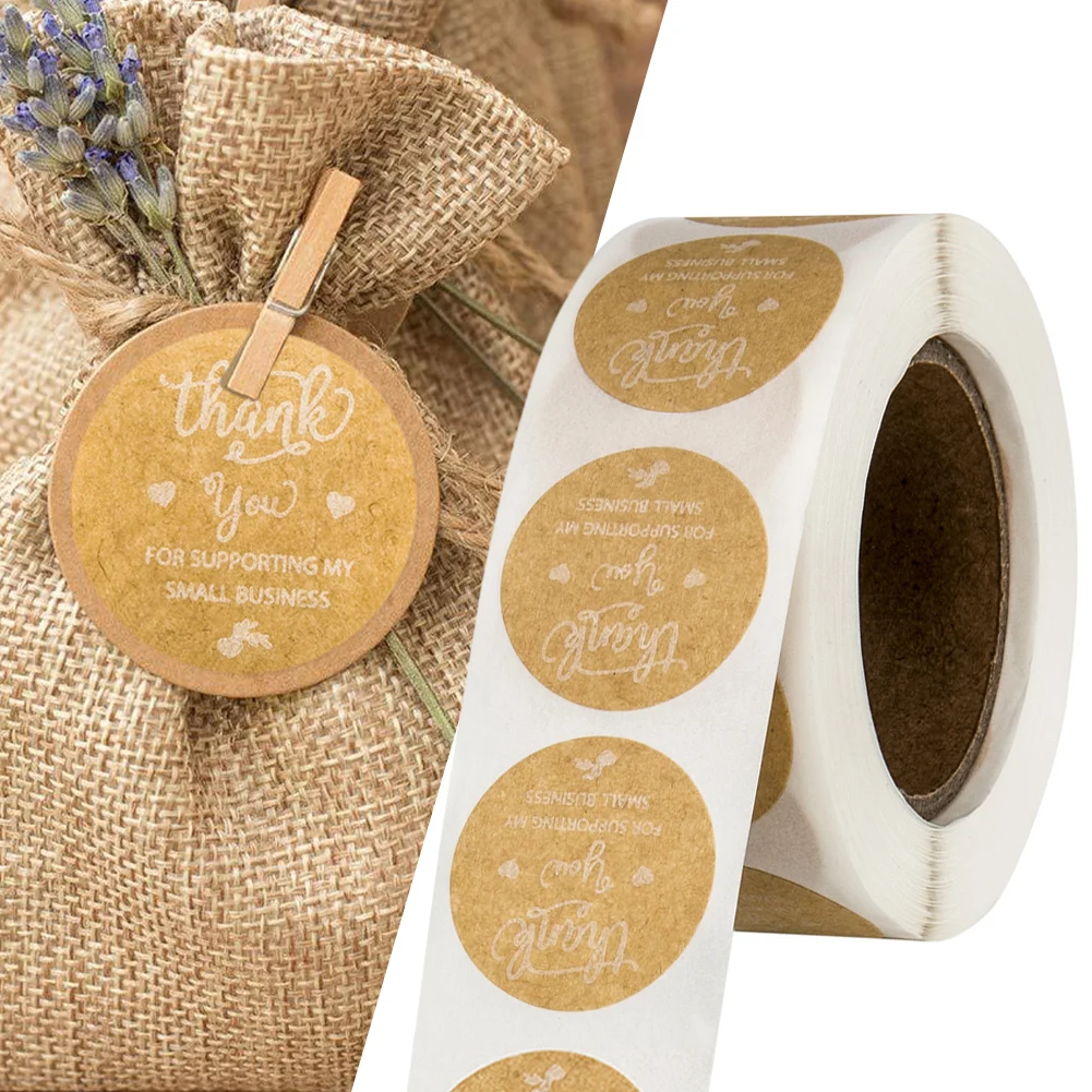 

Round"Thank You for Supporting"Stickers Real Labels Roll Sticker for Package Decorate Handmade Sticker Stationery Supplies 500pc