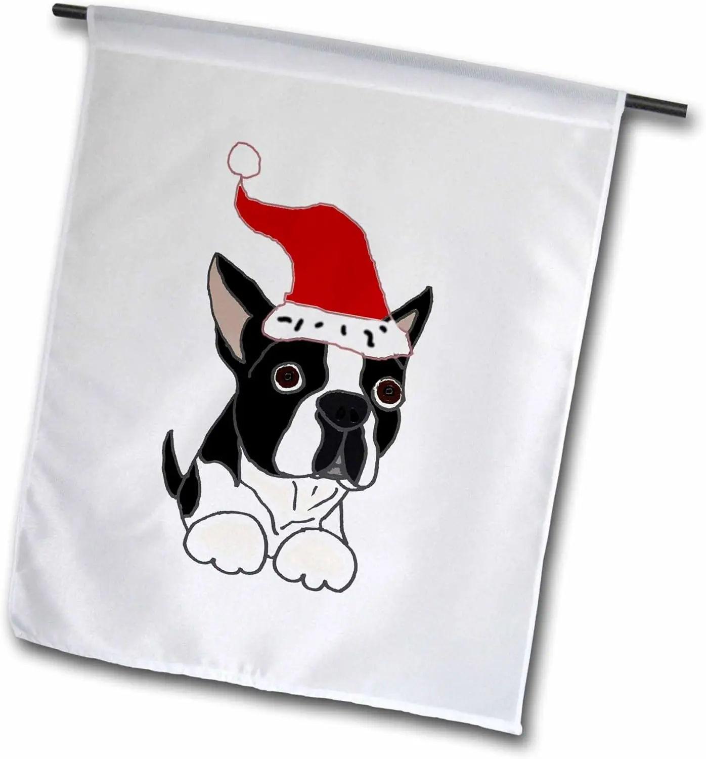 3dРоза fl_ 220479 _1 Забавная рождественская собака Бостон-терьера в садовом фрезе