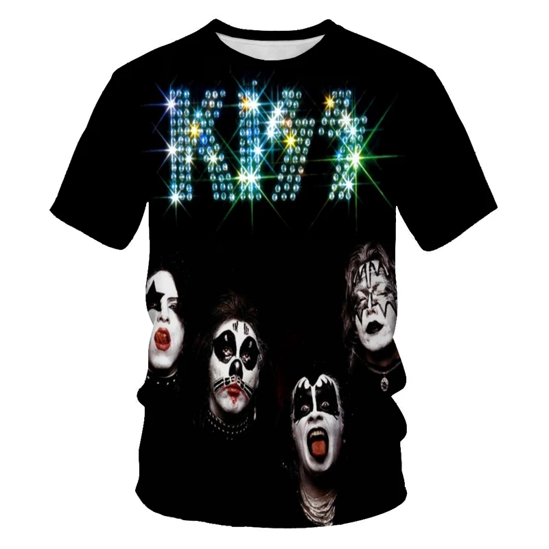 

2023 Men Women Ropa Casual Streetwear Hiphop O-neck Tee Shirt New Gene Simmons Men T shirt Men Cl 3D Print Kiss Band Rock Tshirt