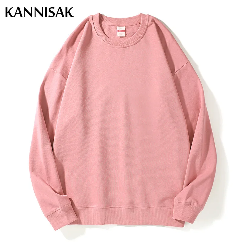 Свитшот KANNISAK женский однотонный пуловер из 100% хлопка в стиле Харадзюку парная