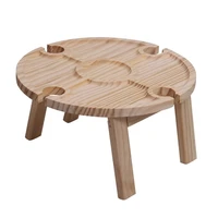 wooden table portable foldable picnic table compartment cutlery beach table outdoor camping