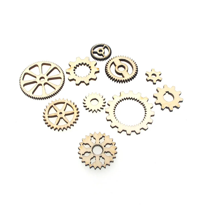 

20pcs Mixed Wheel Gear Pattern Natrual Wooden Scrapbooking Hollow Craft Round Random for Handmade Home Decoration 14-39mm CR7805