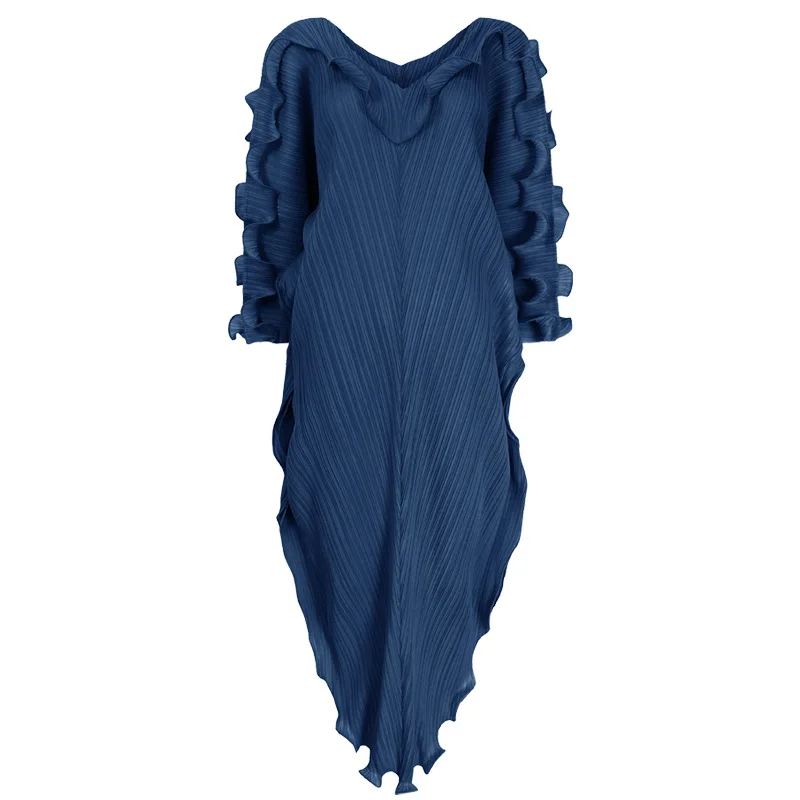 

Платье женское длинное Плиссированное с V-образным вырезом и рукавом «летучая мышь»