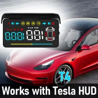 hud head up display t4 for tesla model 3 model y car projector speedometer windshield intelligent system speeding alarm