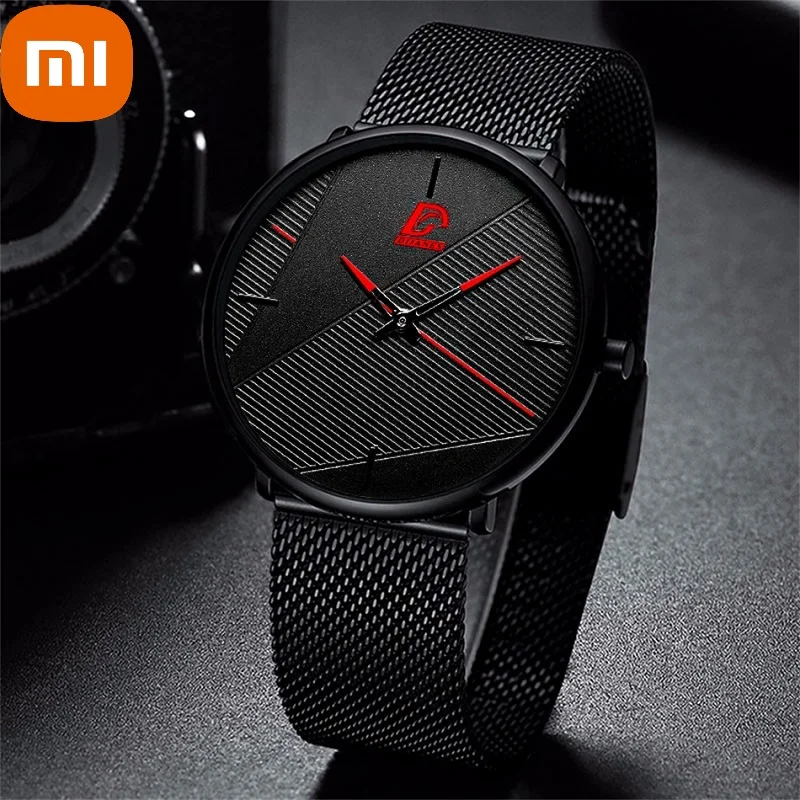 

XIAOMI reloj hombre Mens Fashion Watches Stainless Steel Mesh Belt Quartz Watch for Men Business Clock relogio masculino