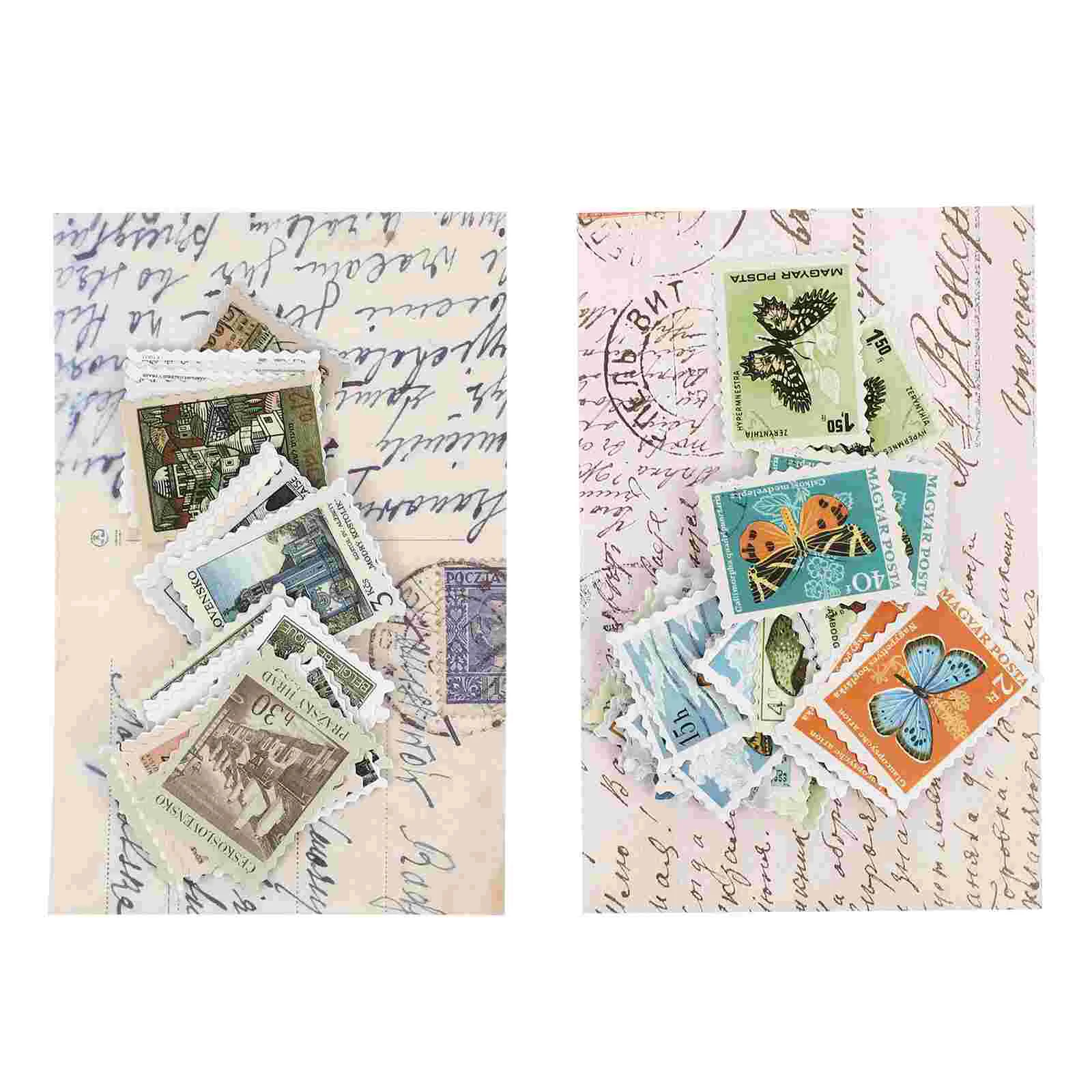

6 Packs Decorative Paper Stamp Decals Crafts Stickers DIY Decals Postage Stamp Stickers Vintage