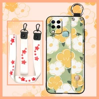 sunflower Fashion Design Phone Case For infinix X689 X689C Hot 10S Hot 10T Soft Case Wrist Strap