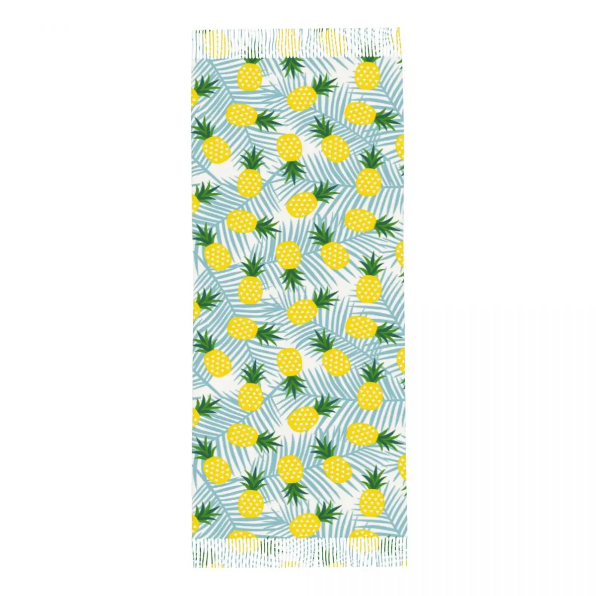 

Women Scarf Tassel Head Wraps Yellow Pineapple With Triangles Fruit Femme Thin Autumn Spring Winter Tassel Scarves Bandana