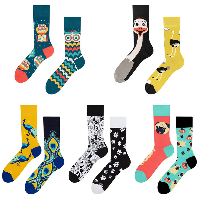 

Носки мужские асимметричные, хлопковые дышащие, для скейтборда, улицы, в стиле хип-хоп, для пар, стиль A/B