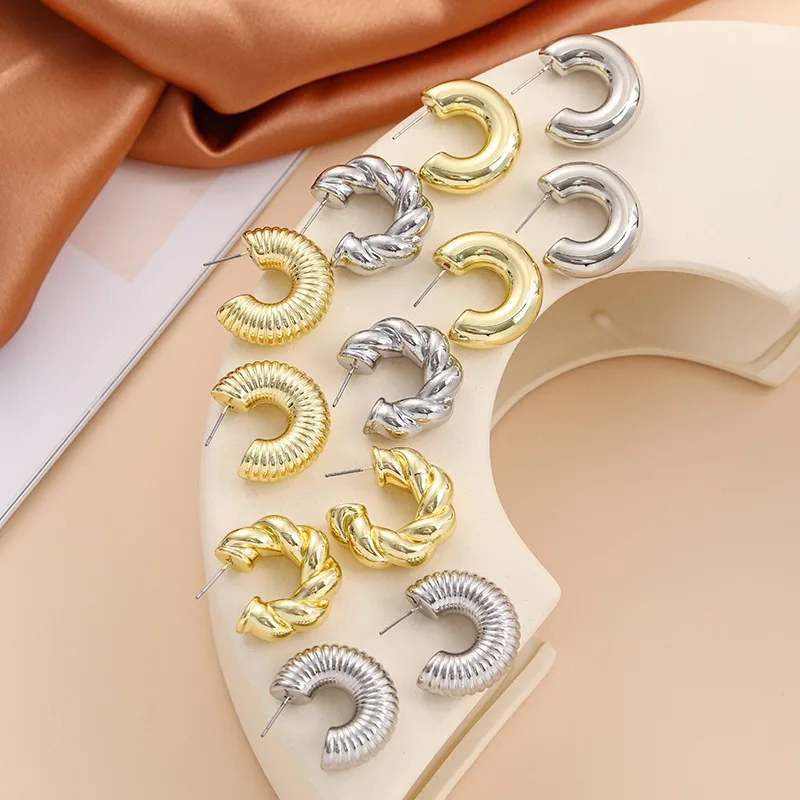 Циркониевые двухслойные серьги-каффы для ушей без пирсинга