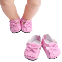 one piece kawaii pink baby bow doll shoes for 43cm reborn baby doll and 18inch girl doll shoes toy accessories g5