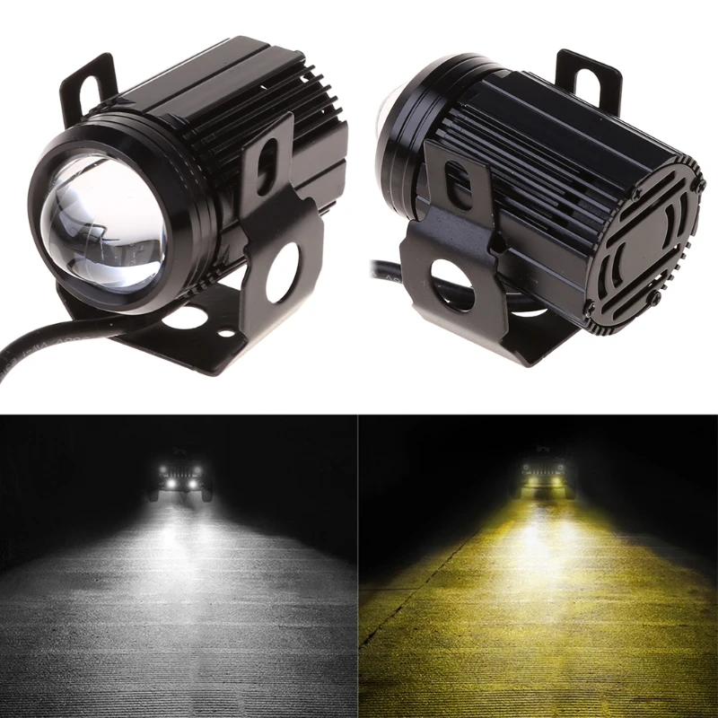 

Motorcycle Headlight LED Projector Lens Spotlight Dual Colors Car Fog Spot Lamp headlamp
