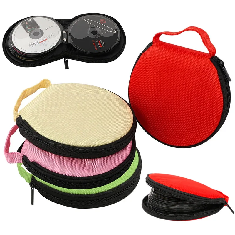 

Portable CD DVD Case 20 Capacity Oxford Cloth Storage Bag Round Holder with Zipper for Home Car CD Box Bag