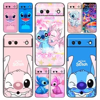 disney stitch couple matching phone case for google pixel 7 6 pro 6a 5a 5 4 4a xl 5g black silicone tpu cover