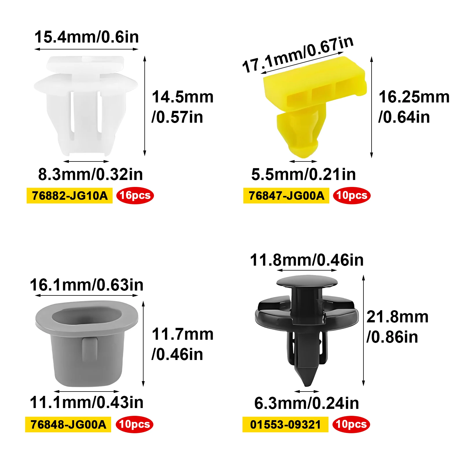 46 шт. фиксаторы для накладки колесной арки Nissan Armade Juke Murano Rogue Infiniti QX56 QX80 01553-09321