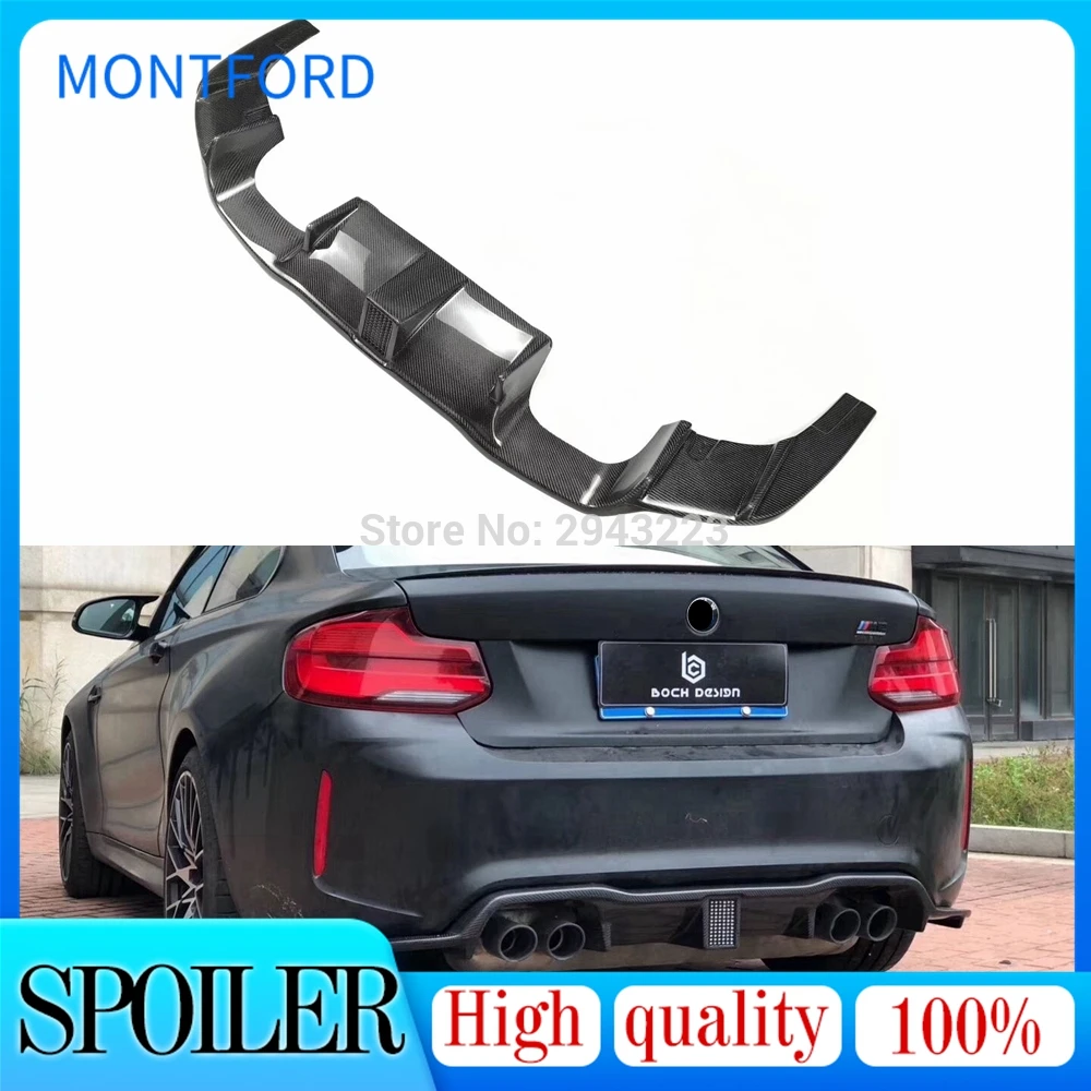 

For BMW 2 Series F87 M2 2016 2017 2018 Carbon Fiber Rear Bumper Lip Trunk Spoiler Rear Diffuser Protector With Led Lamp