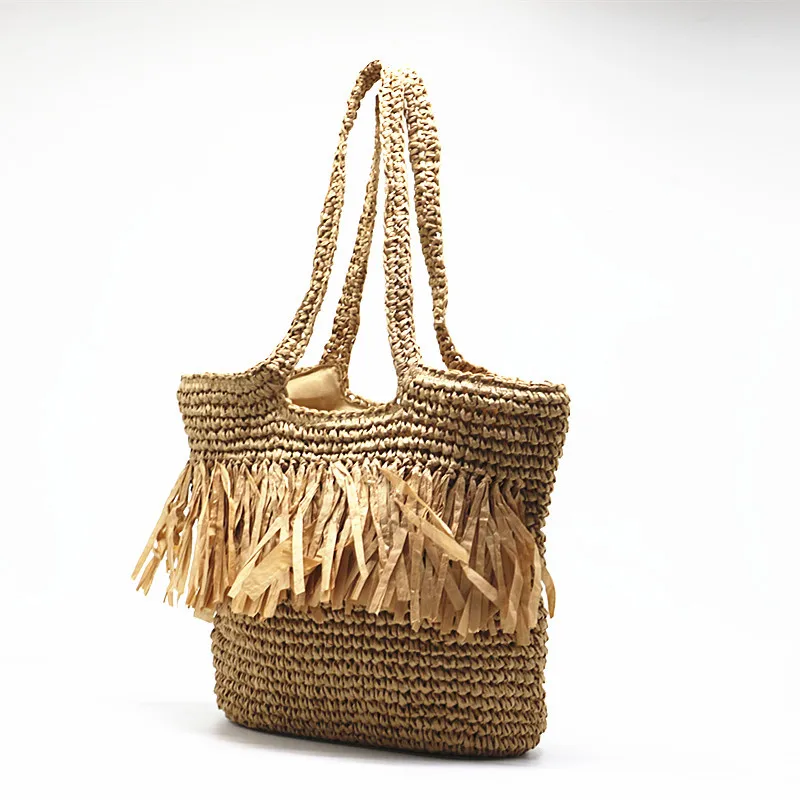 Summer Woven Beach Bag Bohimian Tassel Big Straw Bags for Women Shoulder Bag Women Designer Handbags Boho Overlarge Shopper Bags