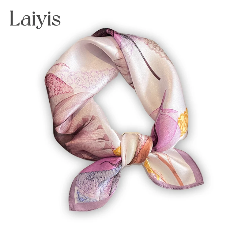 

Design Luxury Brand Handkerchiefs Hair Ribbon Square 100% Real Silk Scarf Women Small Headband Neckerchief Female Bandana 2022