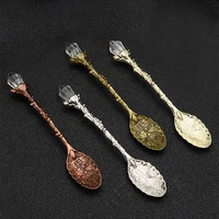 elegant embossed metal coffee tea spoon creative vintage crystal decorative spoon for drinks ice cream dessert watermelon spoons