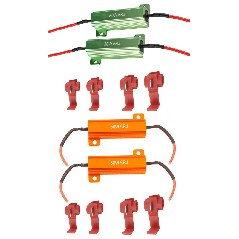 

Wirewound Resistor 50W 6ohm LED Decoder Aluminum Shell Power Resistor Car Turn Signal Load Resistors for Lamp Repair 2pcs