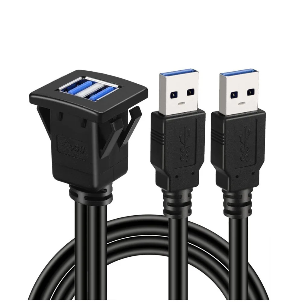 Фото Автомобильный удлинитель с двумя USB-портами, квадратный удлинитель с USB 3,0 для приборной панели, мотоцикла №4