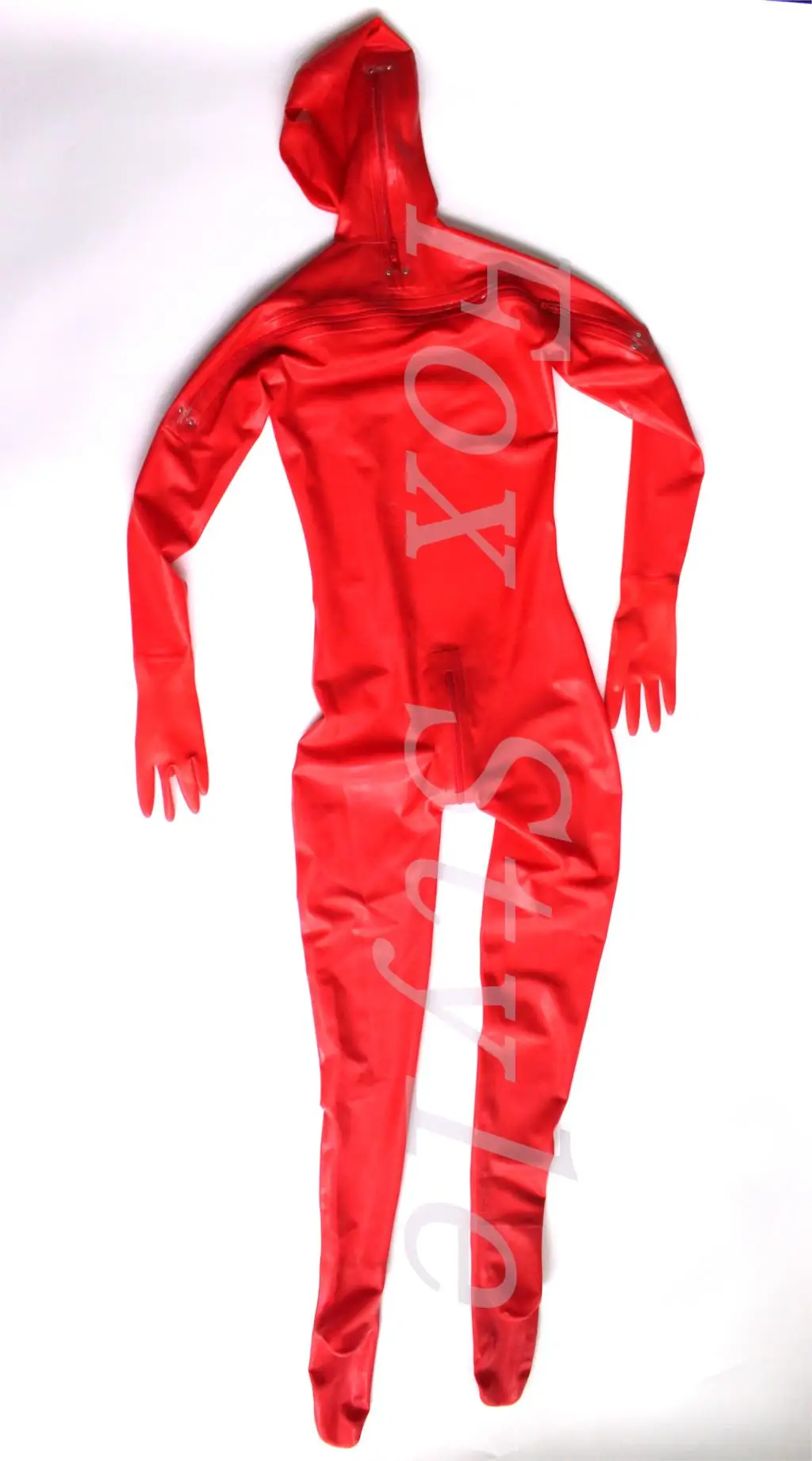 Женский резиновый комбинезон на молнии в плечах и сзади сексуальный натуральный