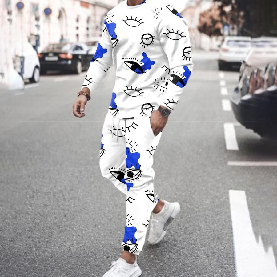 Autumn Men Tracksuit New Sets Fashion 2022 Clothing For Man Oversized Casual Short Sleeves Print T-Shirt+Shorts Suits Streetwear