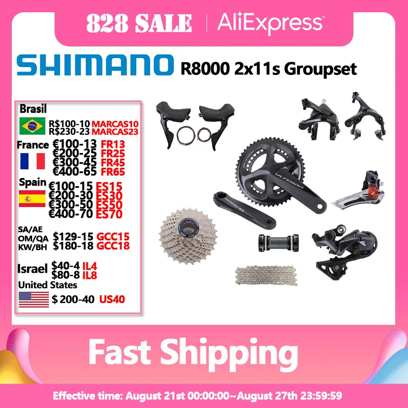 Shimano Ultegra R8000 Groupset Road Bike Bicycle 11 22 Speed Update Ultegra 6800 Group Set 170/172.5/175mm 53-39T 50-34T 52-36T
