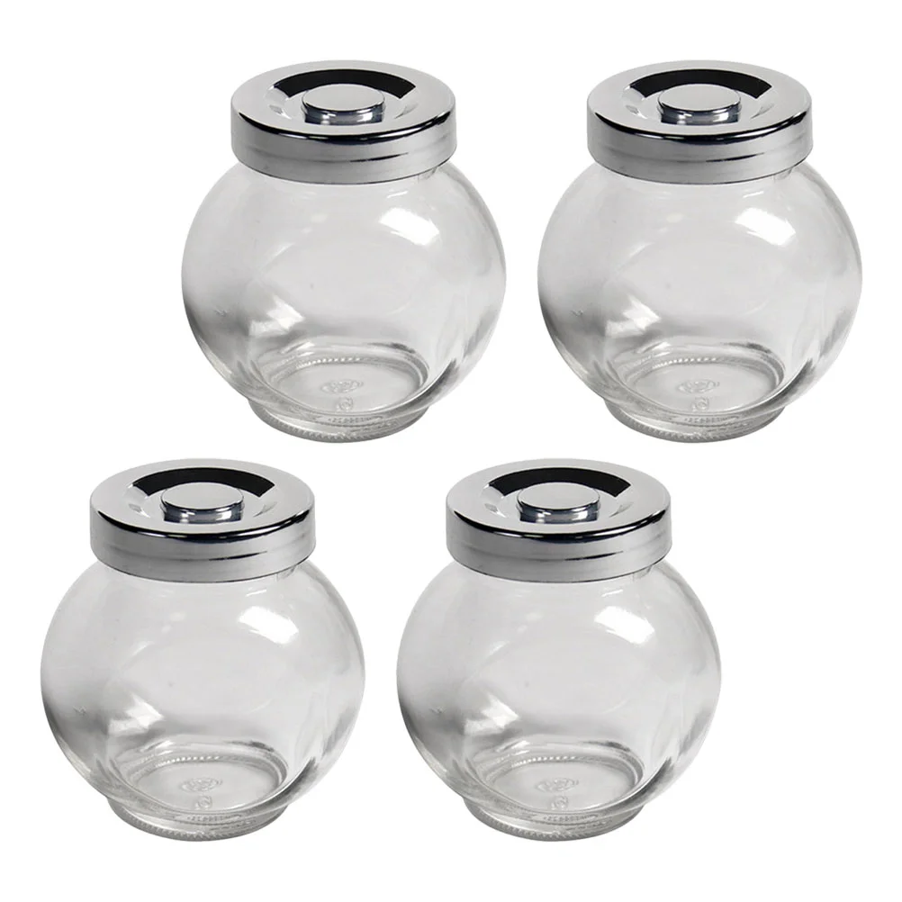 

4pcs Glass Powder Bottle Transparent Sealed Tank Powder Storage Container