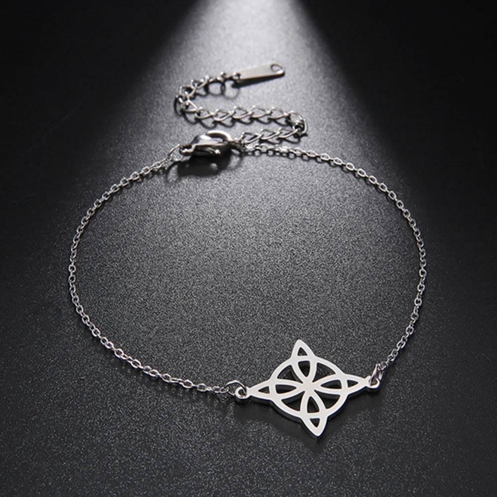 Браслет женский из нержавеющей стали с узелком золотистого цвета | Украшения и