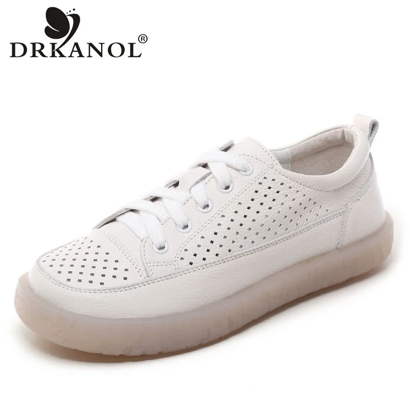 

Женские туфли на плоской подошве DRKAN 2023, летние дышащие повседневные туфли с вырезами, женская обувь с мягкой подошвой из натуральной кожи