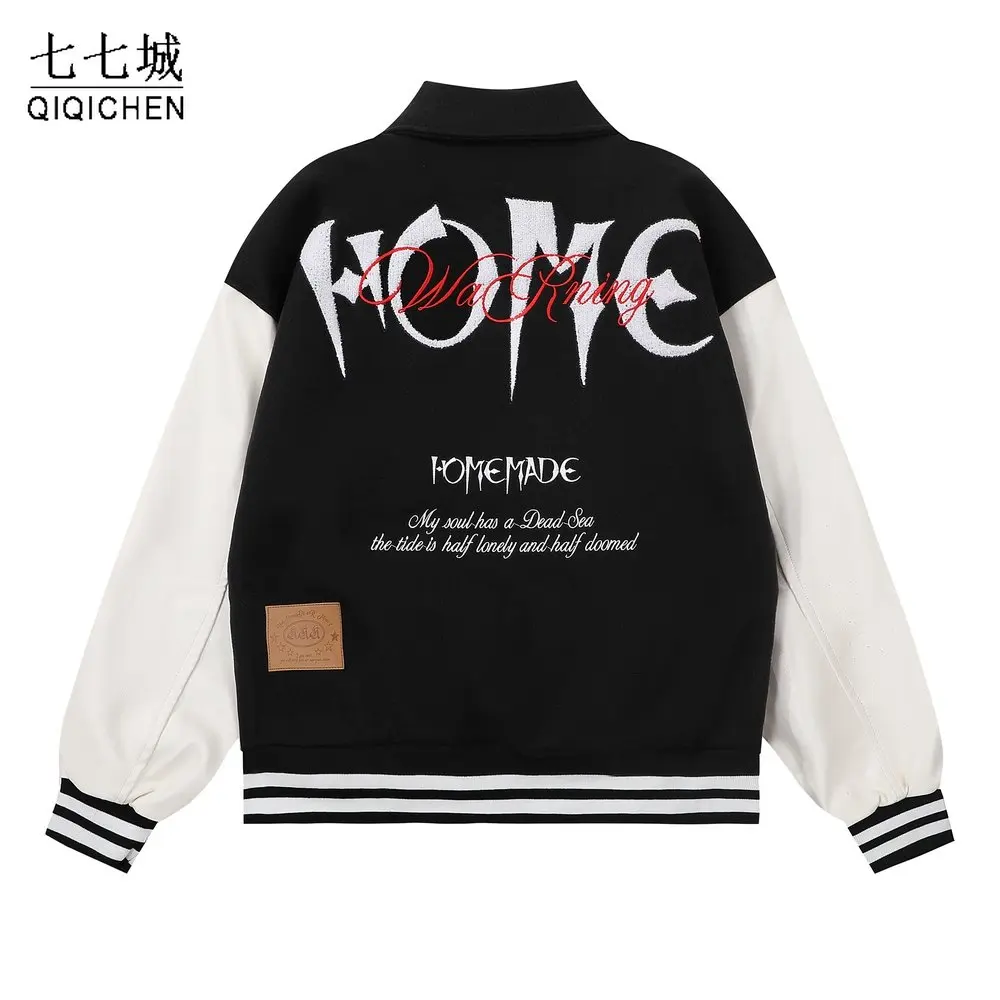 

Мужская бейсбольная куртка в стиле хип-хоп, куртка-бомбер в стиле пэчворк с надписью и вышивкой, Готическая уличная одежда, куртки Varsity Y2k, осень-весна