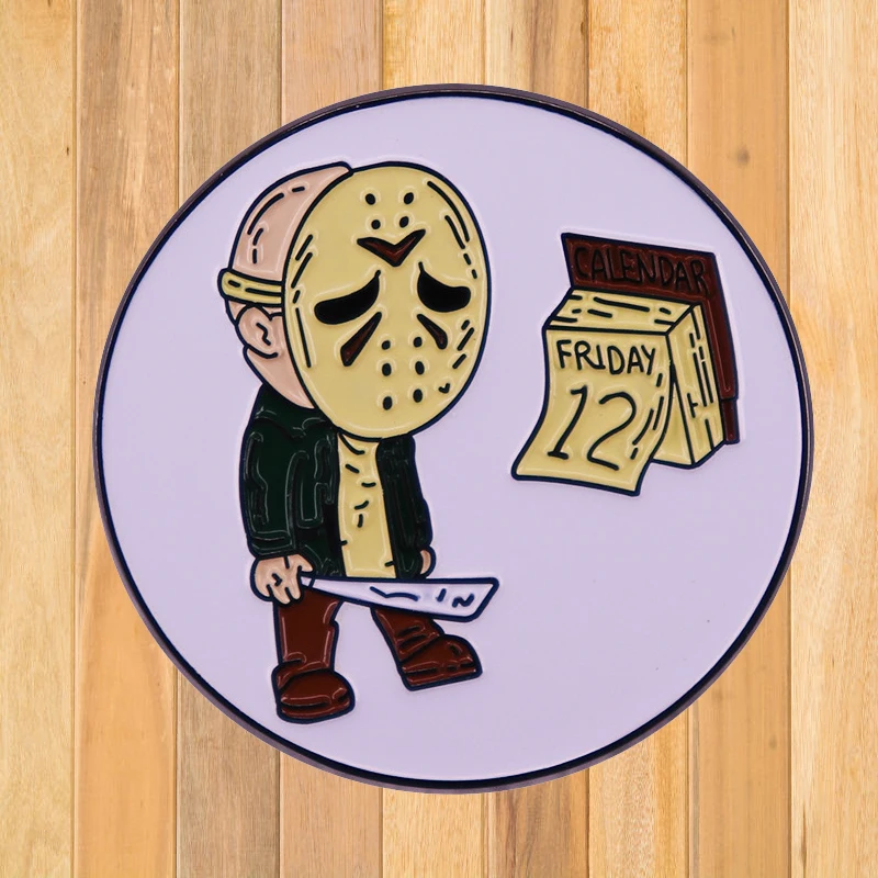 

A1074 Horror Friday 12th Lapel Pins for Backpacks Briefcase Badges Enamel Pin Cool Stuff Brooches on Clothing Accessories Gifts