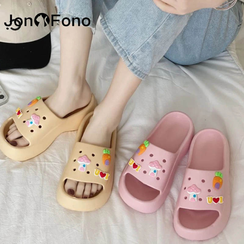 

JonoFono 2022 Women'S Slippers Thick Bottom Cute Cartoon Summer Outdoor Non-Slip Eva Chic Stylish Fashion Ins Female Footwear