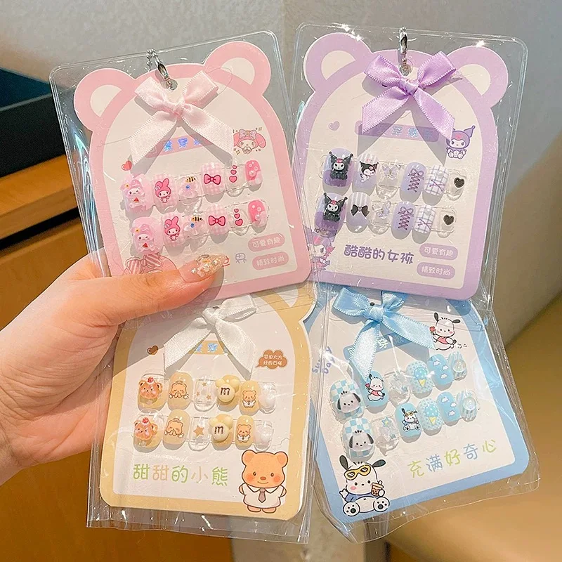 12 шт. детский набор ногтей Kawaii Sanrio серии короткие квадратные накладные ногти в