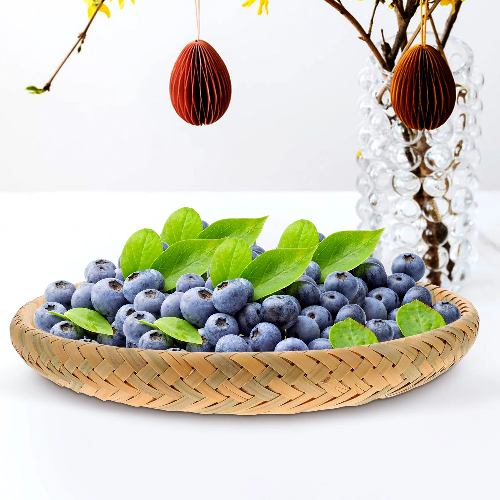 

Reward Basket Woven Dessert Holder Fruits Storage Plate Dried Bread Pan Bamboo Tray Decorative Food Home
