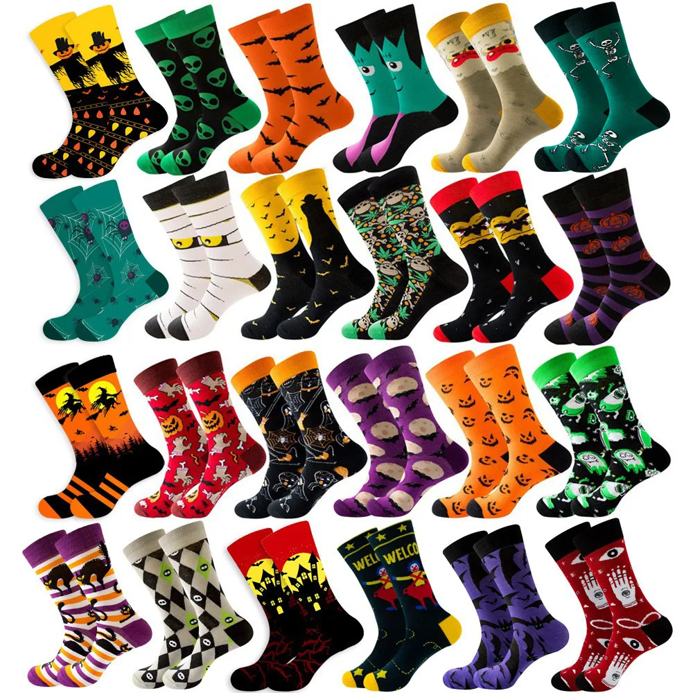 

Autumn and winter new trendy socks Halloween men's socks skeleton alien women's socks pumpkin socks monster socks bat